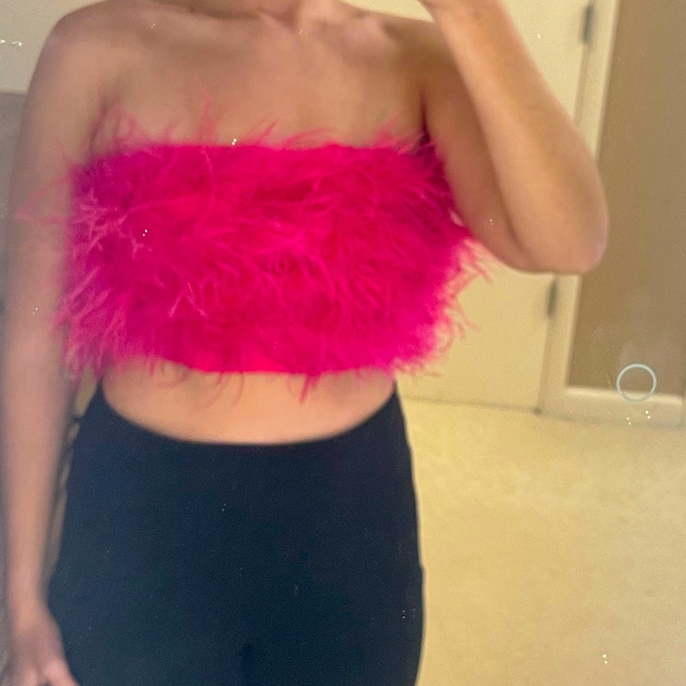 Altar’d State Pink Feather Crop Top
